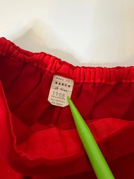 Vintage Baby Togs 2pc Red/White Cotton/Velvet button vest and pant set. 1960’s? - Picture 9 of 11